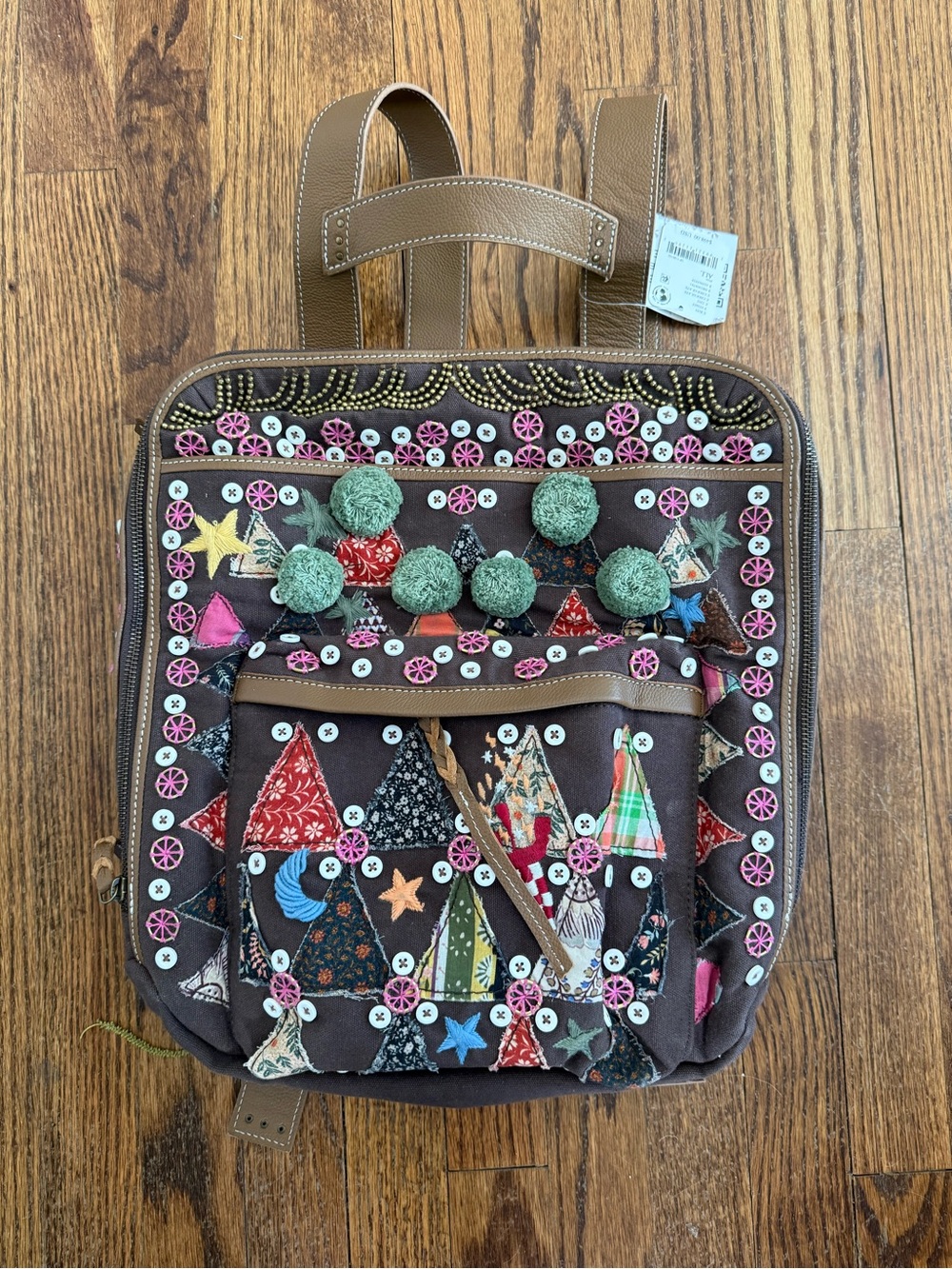 Free People x The Falls Bexley Embroidered Backpack in Chocolate - Picture 7 of 10